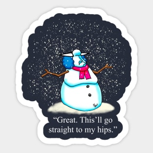 Funny Christmas Snow Woman Diet Cartoon Humor Sticker